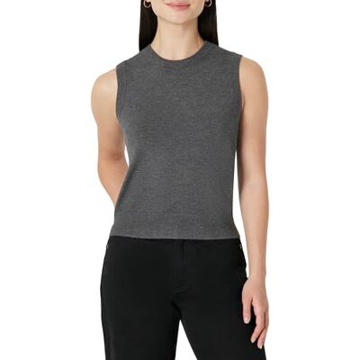 Amazon Damen Strick-Tanktop mit Rundhalsausschnitt aus Viskose-Mischgarn, Kohlegrau Meliert, XL Amazon Damen Strick-Tanktop mit Rundhalsausschnitt aus Viskose-Mischgarn, Kohlegrau Meliert, XL
