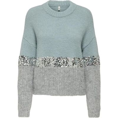 ONLY Damen Onlmaine Life Ls Sequin Block O-Neck KNT, Arona, XS ONLY Damen Onlmaine Life Ls Sequin Block O-Neck KNT, Arona, XS