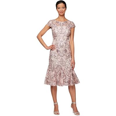 Alex Evenings Damen Cocktailkleid in Tee-länge, Bestickt, mit Godets, Hochzeitsgäste, Partykleid (Zierliche und Normale Größen) Kleid für besondere Anlässe, Blossom, 42 Alex Evenings Damen Cocktailkleid in Tee-länge, Bestickt, mit Godets, Hochzeitsgäste, Partykleid (Zierliche und Normale Größen) Kleid für besondere Anlässe, Blossom, 42