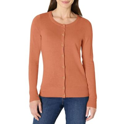 Amazon Damen Leichte Rundhalsstrickjacke (Erhältlich In Übergröße), Karamell, S Amazon Damen Leichte Rundhalsstrickjacke (Erhältlich In Übergröße), Karamell, S