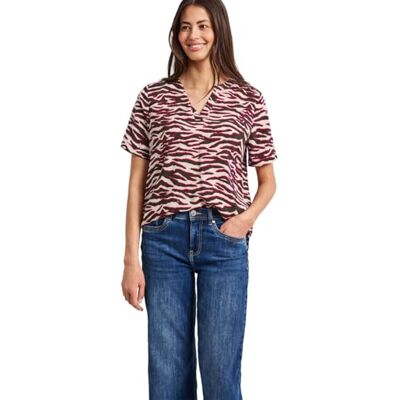 Street One Kurzarm Bluse mit Split Neck und Print minimal Rose 44 Street One Kurzarm Bluse mit Split Neck und Print minimal Rose 44