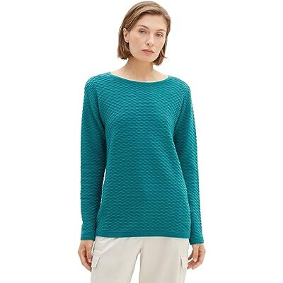 TOM TAILOR Damen 1038884 Pullover mit Struktur, 21178-ever Green, XL TOM TAILOR Damen 1038884 Pullover mit Struktur, 21178-ever Green, XL