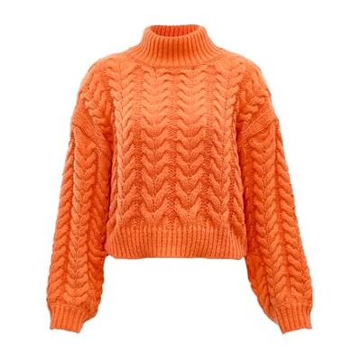myMo Damen All-Match-Strickpullover mit Rollkragen Polyester ORANGE Größe M/L myMo Damen All-Match-Strickpullover mit Rollkragen Polyester ORANGE Größe M/L