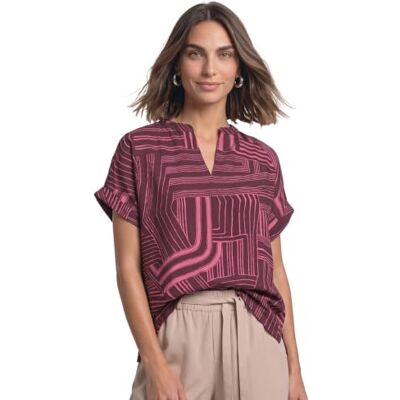 Street One Dropped Shoulder Shirt mit Split Neck Blush Berry 46 Street One Dropped Shoulder Shirt mit Split Neck Blush Berry 46