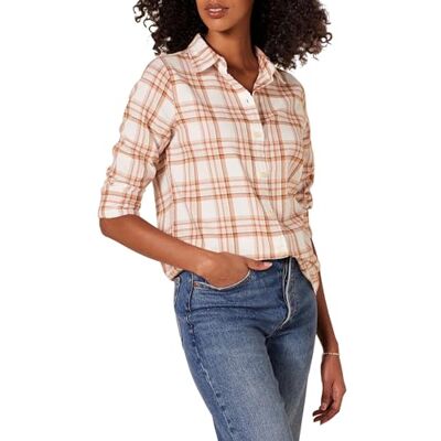Amazon Damen Flanellhemd, Klassische Passform, langärmelig, leicht, kariert, Ecru Blassrosa Alpine Plaid, X-Small Amazon Damen Flanellhemd, Klassische Passform, langärmelig, leicht, kariert, Ecru Blassrosa Alpine Plaid, X-Small