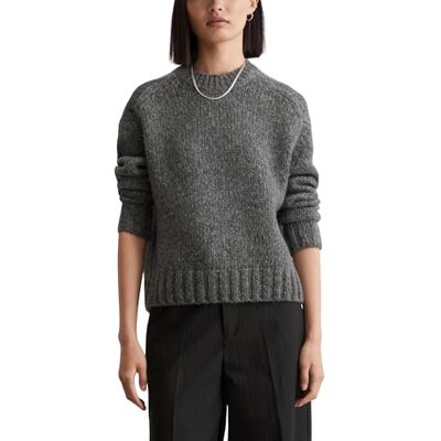 Marc O' Polo Denim Damen Strickpullover aus Woll-Mix Relaxed Fit, Grau (Dark Shadow Melange), XXS Marc O' Polo Denim Damen Strickpullover aus Woll-Mix Relaxed Fit, Grau (Dark Shadow Melange), XXS