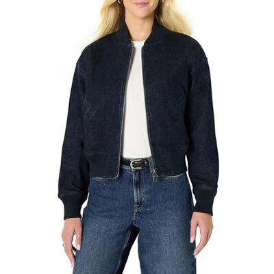 Amazon Damen Relaxed-Fit-Denim-Bomberjacke für den Herbst, Jeans Auswaschen, S Amazon Damen Relaxed-Fit-Denim-Bomberjacke für den Herbst, Jeans Auswaschen, S