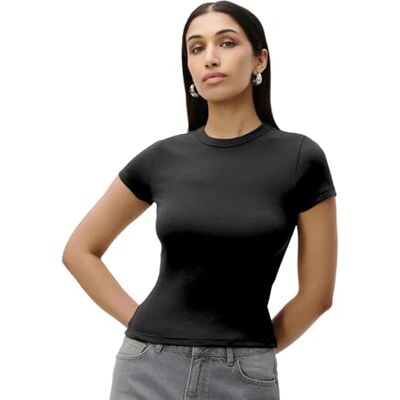 LeGer by Lena Gercke LeGer Ria T-Shirt Kurzarm Tshirt Damen körpernahe Passform Oberteil aus Baumwolle Mode für Damen by Lena Gercke Gr. 34-54 LeGer by Lena Gercke LeGer Ria T-Shirt Kurzarm Tshirt Damen körpernahe Passform Oberteil aus Baumwolle Mode für Damen by Lena Gercke Gr. 34-54