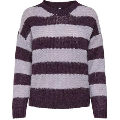 ONLY Damen Onlcamel Life Ls Stripe O-Neck KNT, Winetasting, S ONLY Damen Onlcamel Life Ls Stripe O-Neck KNT, Winetasting, S
