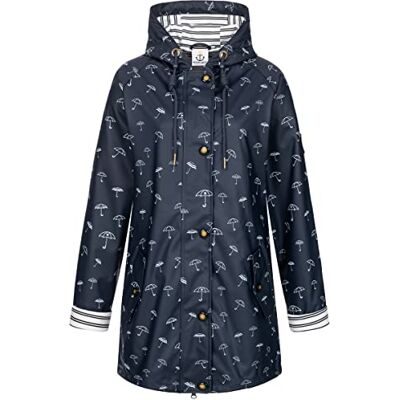 Ankerglut Friesennerz Damen Regenmantel Gefüttert Wasserdicht mit Kapuze, Warme Regenjacke Wetterfest Winddicht, Übergangsjacke Herbst Winter, Navy, Gr. 44 Ankerglut Friesennerz Damen Regenmantel Gefüttert Wasserdicht mit Kapuze, Warme Regenjacke Wetterfest Winddicht, Übergangsjacke Herbst Winter, Navy, Gr. 44