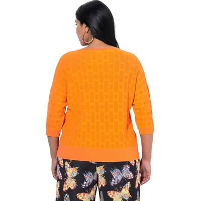 Ulla Popken Damen große Größen Übergrößen Plus Size Strickshirt, 3D-Design, Oversized, V-Ausschnitt, Halbarm Mandarine 54+ 839293650-54+ Ulla Popken Damen große Größen Übergrößen Plus Size Strickshirt, 3D-Design, Oversized, V-Ausschnitt, Halbarm Mandarine 54+ 839293650-54+
