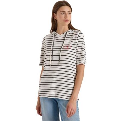 Cecil Kurzarm Kapuzenshirt mit Streifen Vanilla White M Cecil Kurzarm Kapuzenshirt mit Streifen Vanilla White M