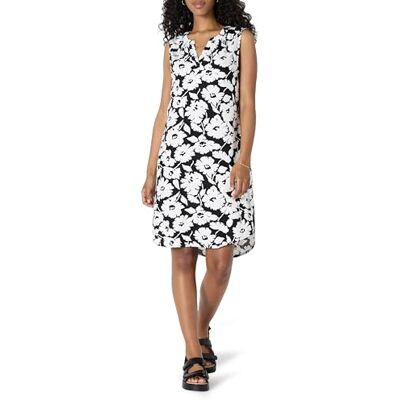 Amazon Damen Ärmelloses gewebtes Etuikleid Schwarz Weiß Abstraktes Blumenmuster X-Small Amazon Damen Ärmelloses gewebtes Etuikleid Schwarz Weiß Abstraktes Blumenmuster X-Small