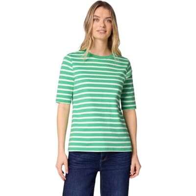 Street One Kurzarm T-Shirt mit Streifenmuster Arcadia Green 36 Street One Kurzarm T-Shirt mit Streifenmuster Arcadia Green 36
