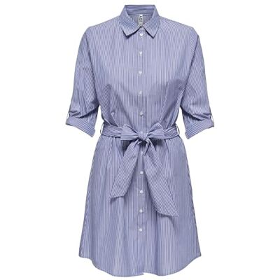 JDY Damen hall 3/4 Shirt Dress WVN Noos Kleid, Blau, 40 EU JDY Damen hall 3/4 Shirt Dress WVN Noos Kleid, Blau, 40 EU