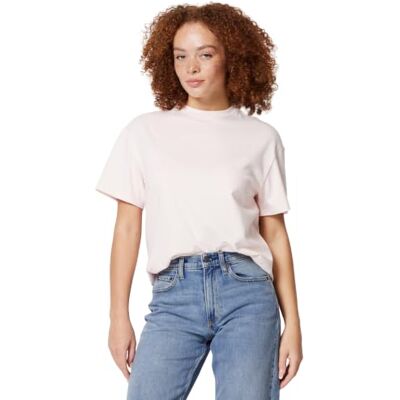 Amazon Damen-Shirt, Oversized-Passform, kurzärmelig, Rundhalsausschnitt, Hellrosa, XX-Large Amazon Damen-Shirt, Oversized-Passform, kurzärmelig, Rundhalsausschnitt, Hellrosa, XX-Large