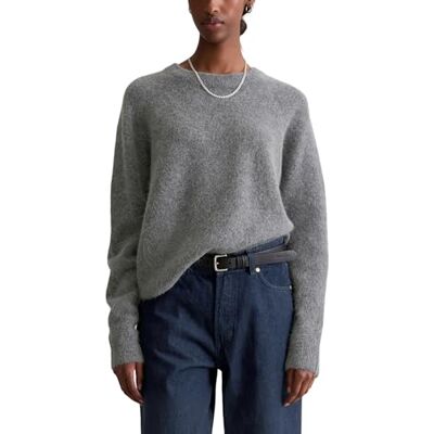 Marc O' Polo Marc OߴPolo Denim Damen Pullover mit Rundhalsausschnitt Relaxed Fit, Grau (Asphalt Melange), XXL Marc O' Polo Marc OߴPolo Denim Damen Pullover mit Rundhalsausschnitt Relaxed Fit, Grau (Asphalt Melange), XXL