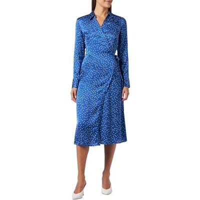 Replay Damen Kleid Langarm Tailliert, Blue/Natural White 010 (Mehrfarbig), S Replay Damen Kleid Langarm Tailliert, Blue/Natural White 010 (Mehrfarbig), S