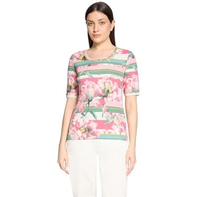 Betty Barclay Damen Basic Shirt mit Rippenstruktur 38, Rosé/Cream Betty Barclay Damen Basic Shirt mit Rippenstruktur 38, Rosé/Cream