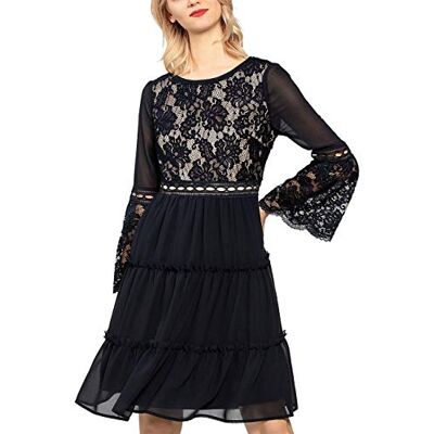 Apart Damen Chiffon Dress with Lace Partykleid, per Pack Blau (midnightblue midnightblue), 34 (Herstellergröße: 34) Apart Damen Chiffon Dress with Lace Partykleid, per Pack Blau (midnightblue midnightblue), 34 (Herstellergröße: 34)