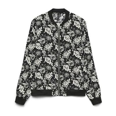 VERO MODA Damen Vmcoco L/S Bomber AOP Ga WVN Noos, Black, x_l VERO MODA Damen Vmcoco L/S Bomber AOP Ga WVN Noos, Black, x_l