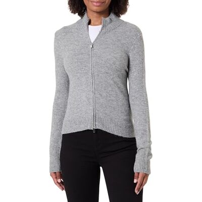 Springfield High Neck Cardigan mit Reißverschluss vorne, grau, S für Damen Springfield High Neck Cardigan mit Reißverschluss vorne, grau, S für Damen