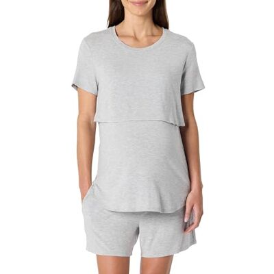 Amazon Damen Nachtwäsche-Set Aus Weichem Modal Für Schwangerschaft Und Stillen, Mittelgrau Meliert, XS Amazon Damen Nachtwäsche-Set Aus Weichem Modal Für Schwangerschaft Und Stillen, Mittelgrau Meliert, XS