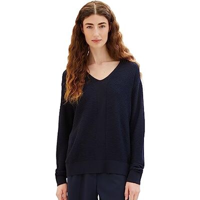TOM TAILOR Damen Basic-Strickpullover mit V-Ausschnitt TOM TAILOR Damen Basic-Strickpullover mit V-Ausschnitt