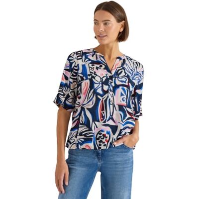 Cecil Kurzarm Bluse mit Multicolor Print universal Blue S Cecil Kurzarm Bluse mit Multicolor Print universal Blue S