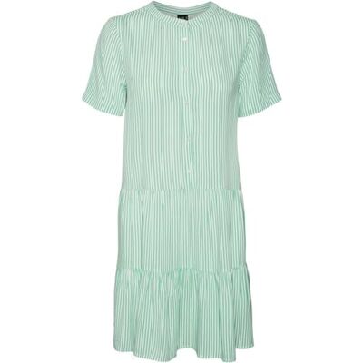 VERO MODA Damen Vmbumpy Short Dress WVN Noos Kleid, Snow White/Stripes:Jade Cream, M EU VERO MODA Damen Vmbumpy Short Dress WVN Noos Kleid, Snow White/Stripes:Jade Cream, M EU
