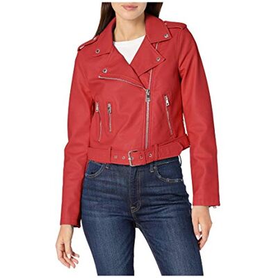 Levi's Damen Die Motorradjacke aus Kunstleder mit Gürtel (Normale und Übergröße) Kunstlederjacke, Rot/Ausflug, einfarbig (Getaway Solids), L Levi's Damen Die Motorradjacke aus Kunstleder mit Gürtel (Normale und Übergröße) Kunstlederjacke, Rot/Ausflug, einfarbig (Getaway Solids), L