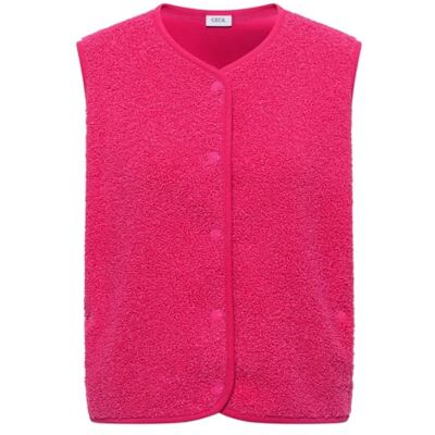 Cecil Weste aus Teddy-Material mit Rundhals beetroot pink L Cecil Weste aus Teddy-Material mit Rundhals beetroot pink L