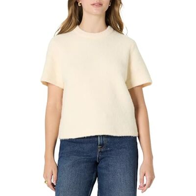 Amazon Damen Kurzärmeliges Relaxed-Fit Sweatshirt-Oberteil aus Mohair-Imitat, Creme, XXL Amazon Damen Kurzärmeliges Relaxed-Fit Sweatshirt-Oberteil aus Mohair-Imitat, Creme, XXL