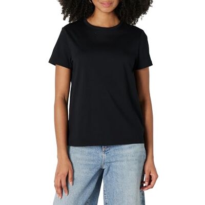 Amazon Damen Kurzarm-T-Shirt mit Rundhalsausschnitt, Regular Fit aus 100 % Baumwolle, 2er-Pack, Schwarz, XXL Amazon Damen Kurzarm-T-Shirt mit Rundhalsausschnitt, Regular Fit aus 100 % Baumwolle, 2er-Pack, Schwarz, XXL
