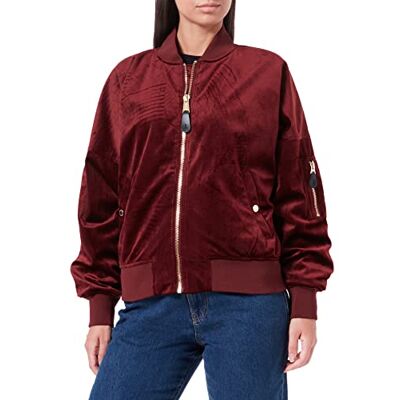 Alpha MA-1 OS LW Velvet Bomberjacke für Damen Burgundy Alpha MA-1 OS LW Velvet Bomberjacke für Damen Burgundy