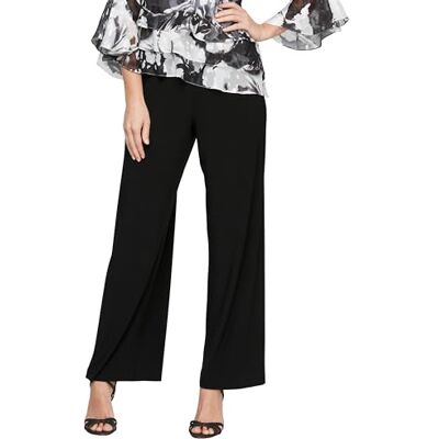 Alex Evenings Damen Geradem Bein für die Mutter der Braut, Elegantes Party-Outfit (Zierliche und Normale Größen) Klassische Hose, Schwarzes, Mattes Jersey, L Alex Evenings Damen Geradem Bein für die Mutter der Braut, Elegantes Party-Outfit (Zierliche und Normale Größen) Klassische Hose, Schwarzes, Mattes Jersey, L