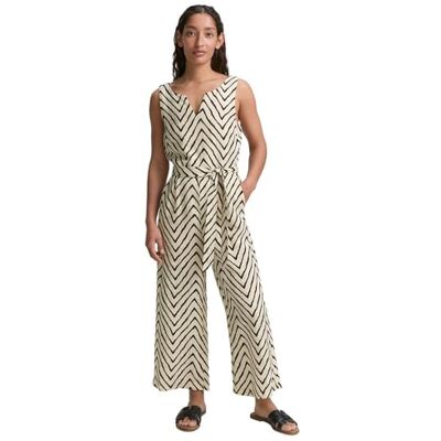 TOM TAILOR Damen 1046422 Jumpsuit, 38058-Natural Zig Zag Design, 42 TOM TAILOR Damen 1046422 Jumpsuit, 38058-Natural Zig Zag Design, 42