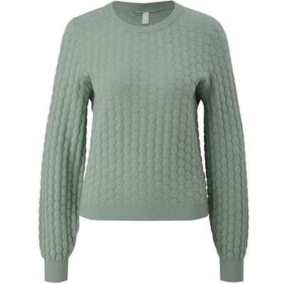 QS Damen Pullover Grün Geometrisch Langarm Rundhalsausschnitt Regular Fit Herbst/Winter QS Damen Pullover Grün Geometrisch Langarm Rundhalsausschnitt Regular Fit Herbst/Winter
