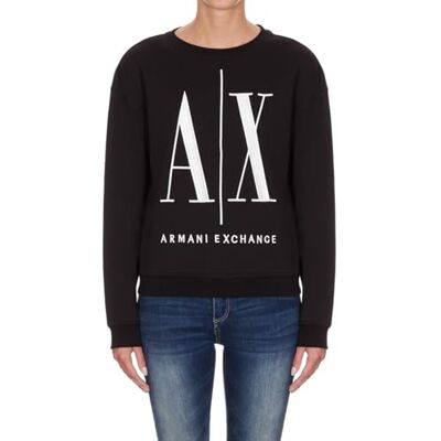 Armani Exchange Damen Icon Project Sweat Sweatshirt, Schwarz, XL Armani Exchange Damen Icon Project Sweat Sweatshirt, Schwarz, XL
