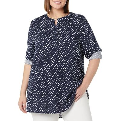 Amazon Damen Gewebte Langarmbluse, Marineblau Punkte, L Amazon Damen Gewebte Langarmbluse, Marineblau Punkte, L