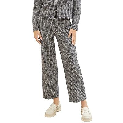 TOM TAILOR Damen Mia Straight Chino Hose Cropped, small geo ck jacquard 2 colors, 36/28 TOM TAILOR Damen Mia Straight Chino Hose Cropped, small geo ck jacquard 2 colors, 36/28