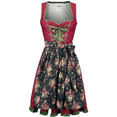 Dirndline Luxus Designer Dirndl mit Schürze Kleid Dirndkleid Oktoberfest Tracht Trachtenkleid Spitze Denim Blumenprint Paspelierung Rüschen- XL, Rot/Grün Dirndline Luxus Designer Dirndl mit Schürze Kleid Dirndkleid Oktoberfest Tracht Trachtenkleid Spitze Denim Blumenprint Paspelierung Rüschen- XL, Rot/Grün