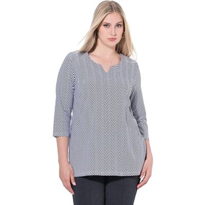 Ulla Popken Damen große Größen Übergrößen Plus Size Shirt, Fischgrat, A-Linie, Tunika-Ausschnitt, 3/4-Arm schwarz 42+ 812380100-42+ Ulla Popken Damen große Größen Übergrößen Plus Size Shirt, Fischgrat, A-Linie, Tunika-Ausschnitt, 3/4-Arm schwarz 42+ 812380100-42+