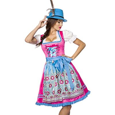 Dirndline Damen Premium Dirndl Kleid f?r besondere Anl?sse, blau/pink, XS Dirndline Damen Premium Dirndl Kleid f?r besondere Anl?sse, blau/pink, XS