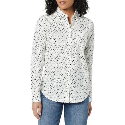 Amazon Damen Regular-Fit Langarm-Button-Down-Popeline-Hemd, Schwarz Weiß Punkte, XXL Amazon Damen Regular-Fit Langarm-Button-Down-Popeline-Hemd, Schwarz Weiß Punkte, XXL