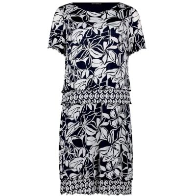 Betty Barclay Damen Stufenkleid mit U-Boot-Ausschnitt 38, Dunkelblau/Weiß Betty Barclay Damen Stufenkleid mit U-Boot-Ausschnitt 38, Dunkelblau/Weiß