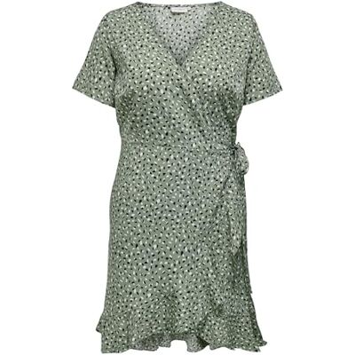 ONLY Damen Carlivia S/S Wrap Knee Dress WVN Noos, Hedge Green/AOP:Hella Graphic,54 Große Größen ONLY Damen Carlivia S/S Wrap Knee Dress WVN Noos, Hedge Green/AOP:Hella Graphic,54 Große Größen