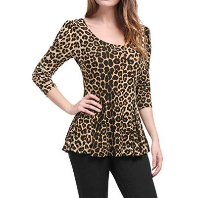 Allegra K Damen Volant Oberteil U-Boot Ausschnitt Rüschensaum Basic Top Bluse Langarmshirts Braun XL Allegra K Damen Volant Oberteil U-Boot Ausschnitt Rüschensaum Basic Top Bluse Langarmshirts Braun XL