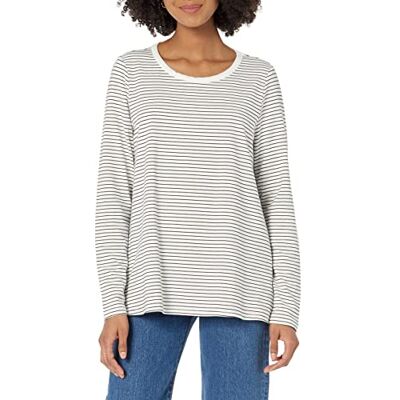 Amazon Damen Still-T-Shirt aus Baumwoll-Modal für Schwangerschaft und Stillzeit, Schwarz Weiß Thin Stripe, XS Amazon Damen Still-T-Shirt aus Baumwoll-Modal für Schwangerschaft und Stillzeit, Schwarz Weiß Thin Stripe, XS