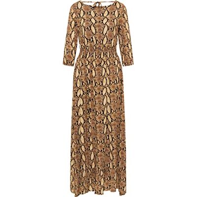 faina Damen Maxikleid 19222911-FA01, BEIGE Schlange, L faina Damen Maxikleid 19222911-FA01, BEIGE Schlange, L